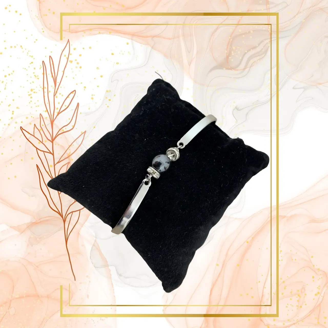 DUO PENDENTIF ANTI ONDE METAL ET PIERRES TIGRE BLEU, HEMATITE AVEC SON BRACELET ASSORTI – Image 6