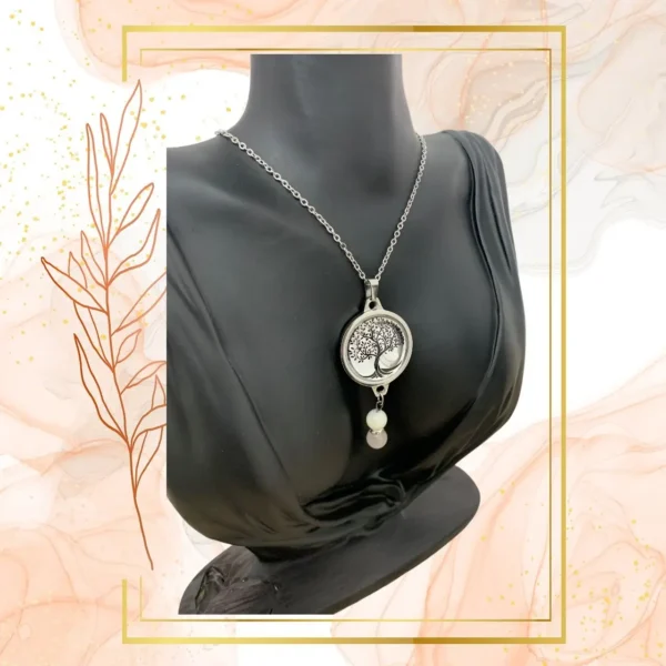DUO PENDENTIF ANTI ONDE METAL ET PIERRE NACRE AVEC SON BRACELET ASSORTI – Image 3