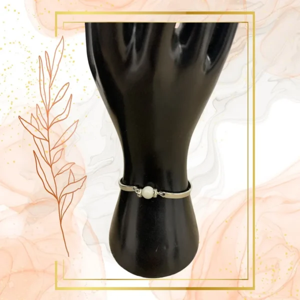 DUO PENDENTIF ANTI ONDE METAL ET PIERRE NACRE AVEC SON BRACELET ASSORTI – Image 5