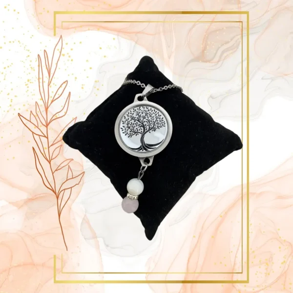 DUO PENDENTIF ANTI ONDE METAL ET PIERRE NACRE AVEC SON BRACELET ASSORTI – Image 4