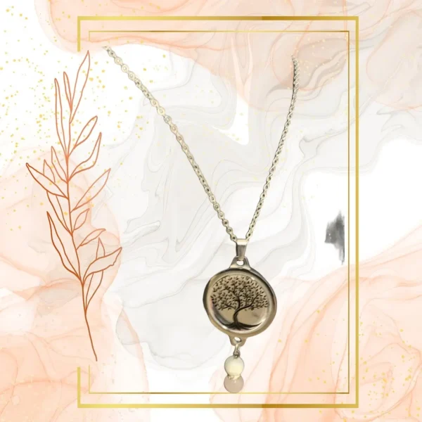 DUO PENDENTIF ANTI ONDE METAL ET PIERRE QUARTZ ROSE AVEC SON BRACELET ASSORTI – Image 3
