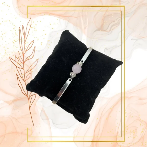 DUO PENDENTIF ANTI ONDE METAL ET PIERRE QUARTZ ROSE AVEC SON BRACELET ASSORTI – Image 6