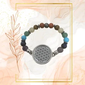 BRACELET ANTI-ONDES « 7 CHAKRAS » avec pierres naturelles - 19CM, FLEUR DE VIE