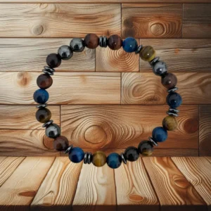 BRACELET HOMME « IL DE TIGRE+ IL DE TAUREAU + IL DE TIGRE BLEU » - 20CM