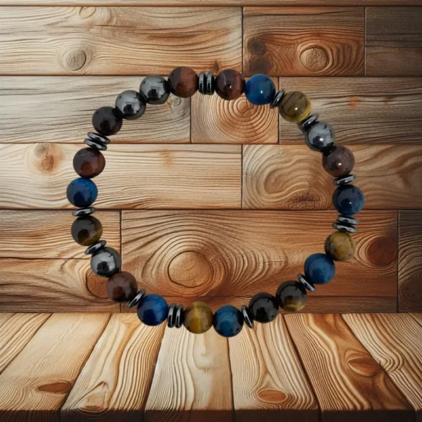 BRACELET HOMME « IL DE TIGRE+ IL DE TAUREAU + IL DE TIGRE BLEU » - 19CM
