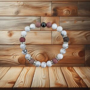 BRACELET HOWLITE & RHODONITE - 18CM
