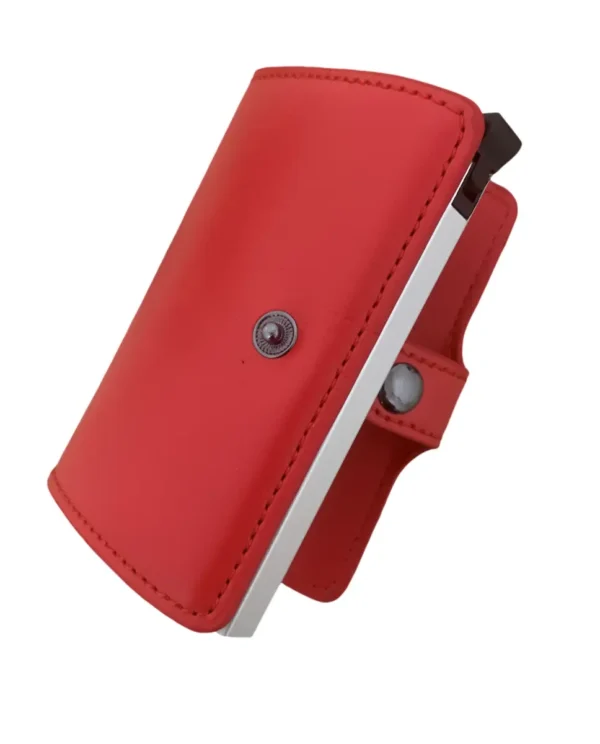 Portefeuille Barrière RFID Metal & Cuir PU Rouge