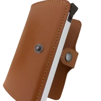 Portefeuille Barrière RFID Metal & Cuir PU Marron