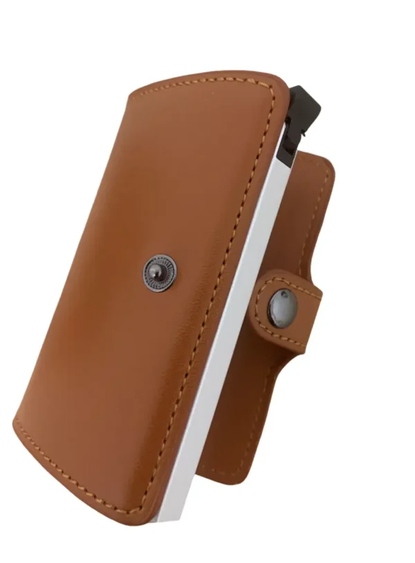 Portefeuille Barrière RFID Metal & Cuir PU Marron