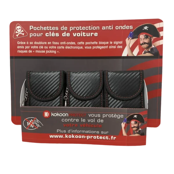 PRESENTOIR DE 12 POCHETTES ANTI ONDES POUR CLEFS DE VOITURE