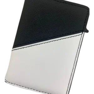 Portefeuille Barrière RFID Métal & Cuir PU PATCHWORK NOIR ET BLANC