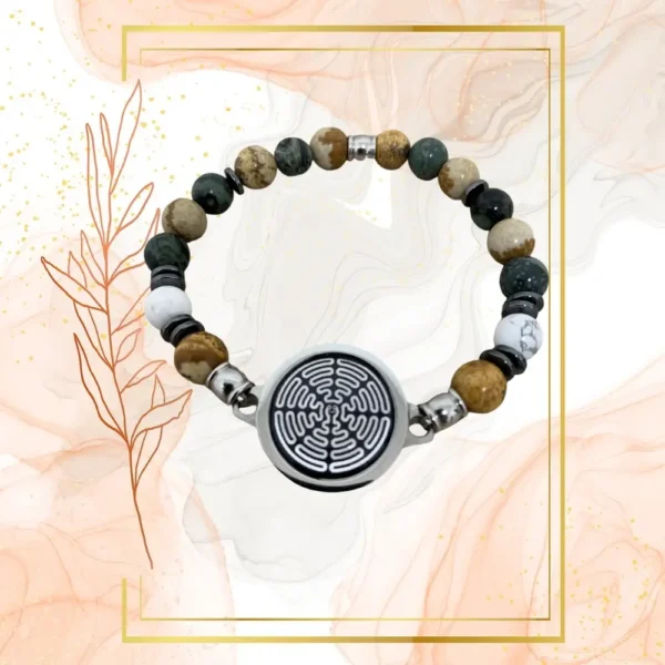 BRACELET ANTI-ONDES « HOWLITE + JASPE KAMBABA+JASPE PAYSAGE » - 19CM, WAVES