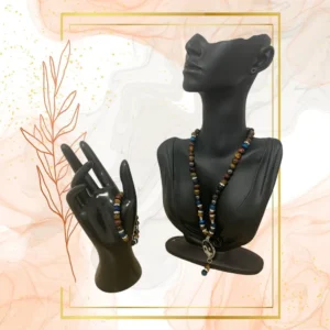 PARURE DUO, COLLIER ANTI-ONDE IL DE TIGRE, OEIL DE TIGRE BLEU,OEIL DE TAUREAU AVEC BRACELET ASSORTI