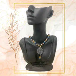 COLLIER ANTI-ONDES « OEIL DE TIGRE+OEIL DE TIGRE BLEU+OEIL DE TAUREAU» - WAVES, 52 CM