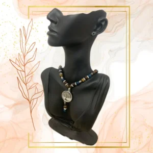 COLLIER ANTI-ONDES « OEIL DE TIGRE+OEIL DE TIGRE BLEU+OEIL DE TAUREAU» - ARBRE DE VIE, 42 CM