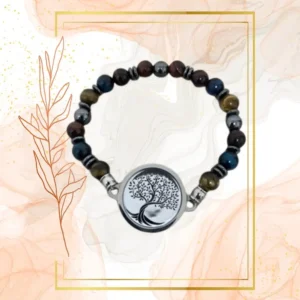 BRACELET HOMME ANTI-ONDES « IL DE TIGRE+ IL DE TAUREAU + IL DE TIGRE BLEU » - 21CM, ARBRE DE VIE