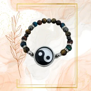 BRACELET FEMME ANTI-ONDES « IL DE TIGRE+ IL DE TAUREAU + IL DE TIGRE BLEU » - 18CM, YING YANG