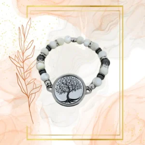 BRACELET FEMME ANTI-ONDES « NACRE+ HEMATITE » - 20CM, ARBRE DE VIE