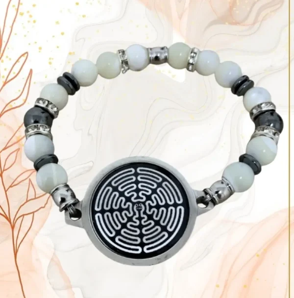 BRACELET FEMME ANTI-ONDES « NACRE+ HEMATITE » - 18CM, WAVES