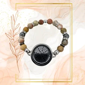 BRACELET FEMME ANTI-ONDES « AGATE CRAZY LACE+ HEMATITE » - 20CM, WAVES