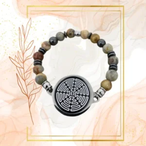 BRACELET HOMME ANTI-ONDES « AGATE CRAZY LACE+ HEMATITE » - 21CM, WAVES