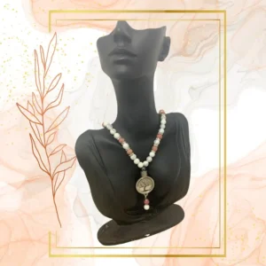 COLLIER ANTI-ONDES « HOWLITE+RHODONITE» - ARBRE DE VIE, 42CM