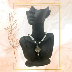 COLLIER ANTI-ONDES « HOWLITE, JASPE KAMBABA + IL DE TIGRE » - ARBRE DE VIE, 52CM