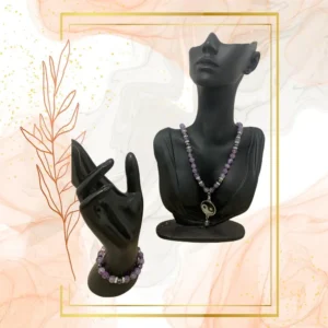 PARURE DUO, COLLIER ANTI-ONDES AMETHYSTE ET HEMATITE AVEC BRACELET ASSORTI