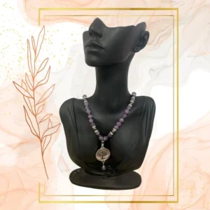 COLLIER ANTI-ONDES AMETHYSTE ET HEMATITE - WAVES, 52 CM