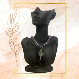 COLLIER ANTI-ONDES AMETHYSTE ET HEMATITE - ARBRE DE VIE, 52 CM