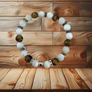 BRACELET NACRE & OEIL DE TIGRE - 18CM