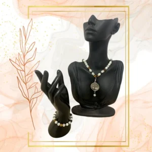 PARURE DUO, COLLIER ANTI-ONDES NACRE, IL DE TIGRE ET HEMATITE AVEC BRACELET ASSORTI