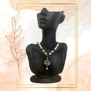 COLLIER ANTI-ONDES NACRE, IL DE TIGRE ET HEMATITE - ARBRE DE VIE, 52 CM