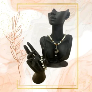PARURE DUO, COLLIER ANTI-ONDES NACRE, IL DE TIGRE ET HEMATITE AVEC BRACELET ASSORTI