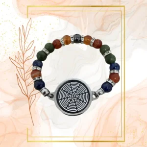 BRACELET FEMME ANTI-ONDES « CORNALINE RUBANNEE, JADE NEPHRITE & LAPIS LAZULI » - 18CM, WAVES