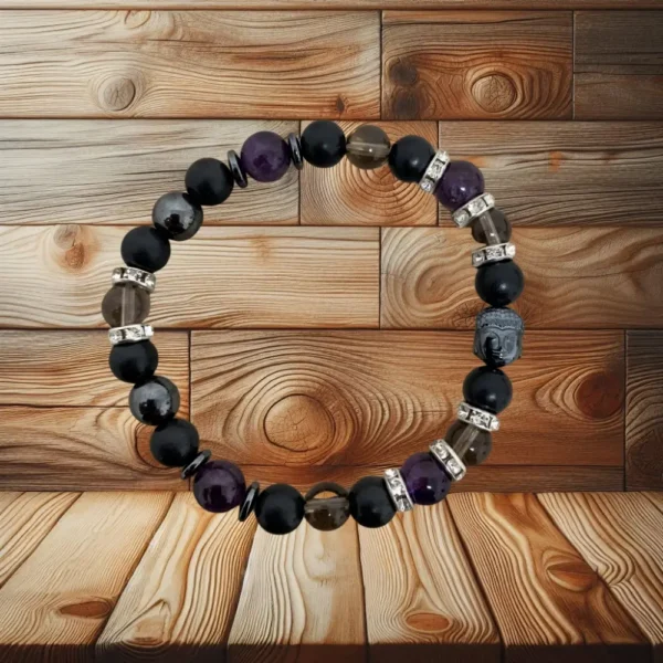 BRACELET FEMME IL DE FAUCON, CHRYSOCOLLE ET BOUDDHA SCULPTE - 18CM