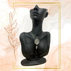 Collier Anti Ondes avec pendentif métal et pierres Améthyste et Quartz rose - ACIER INOXIDABLE, FLEUR DE VIE