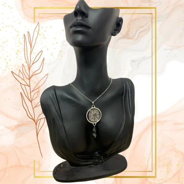 Collier Anti Ondes Mixte avec pendentif métal avec deux pierres Jaspe Kambaba - ACIER INOXIDABLE, WAVES