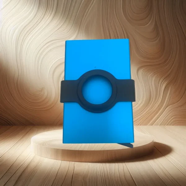 Porte cartes Barrière RFID Aluminium couleur avec support AirTag - BLEU CLAIR