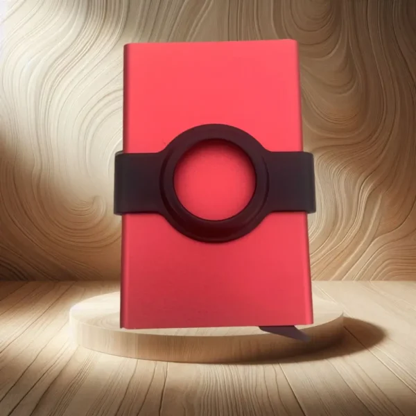 Porte cartes Barrière RFID Aluminium couleur avec support AirTag - Rouge