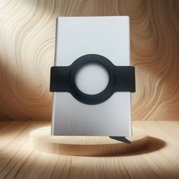 Porte cartes Barrière RFID Aluminium couleur avec support AirTag - Argent