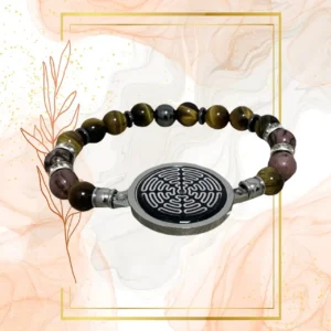 BRACELET FEMME ANTI ONDES , IL DE TIGRE, RHODONITE - 20CM, WAVES