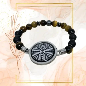 BRACELET HOMME ANTI ONDES, IL DE TIGRE, PIERRE DE LAVE - 21CM, WAVES