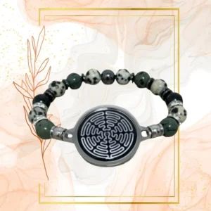 BRACELET FEMME ANTI ONDES , JASPE KAMBABA ET DALMATIEN - 20CM, WAVES