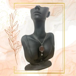 Collier Anti Ondes avec pendentif métal et pierre Larkivite - ACIER INOXIDABLE, WAVES