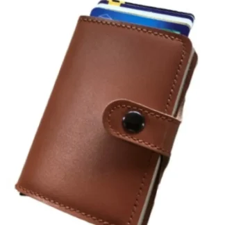 Portefeuille Barrière RFID Metal & Cuir Marron
