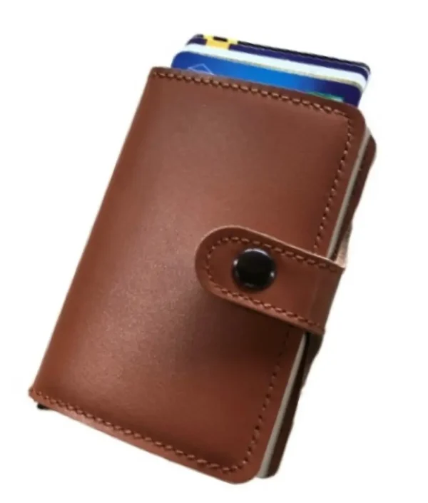 Portefeuille Barrière RFID Metal & Cuir Marron