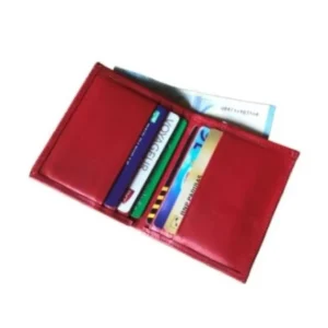 Porte cartes Barrière RFID 6 cartes & poche billets Cuir Rouge