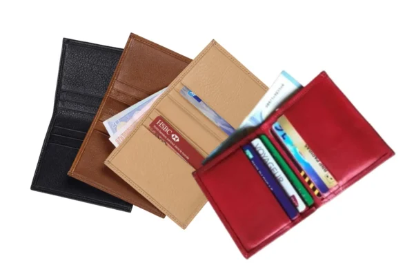 Porte cartes Barrière RFID 6 cartes & poche billets Cuir Rouge – Image 3
