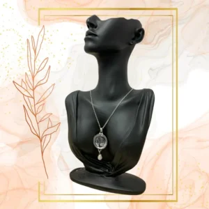 Collier Anti Ondes avec pendentif métal et pierre Quartz rose - ACIER INOXIDABLE, ARBRE DE VIE